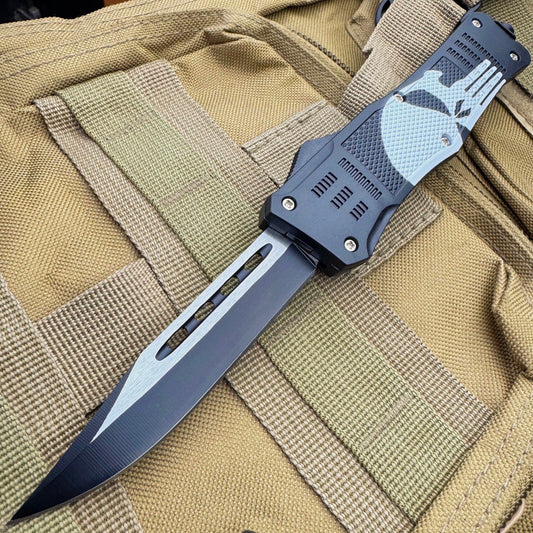 9" Punisher Tactical OTF Pocket Knife Drop Point Blade
