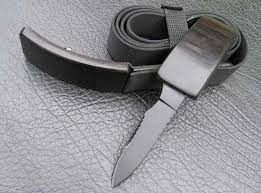 BELT WITH HIDDEN KNIFE BUCKLE